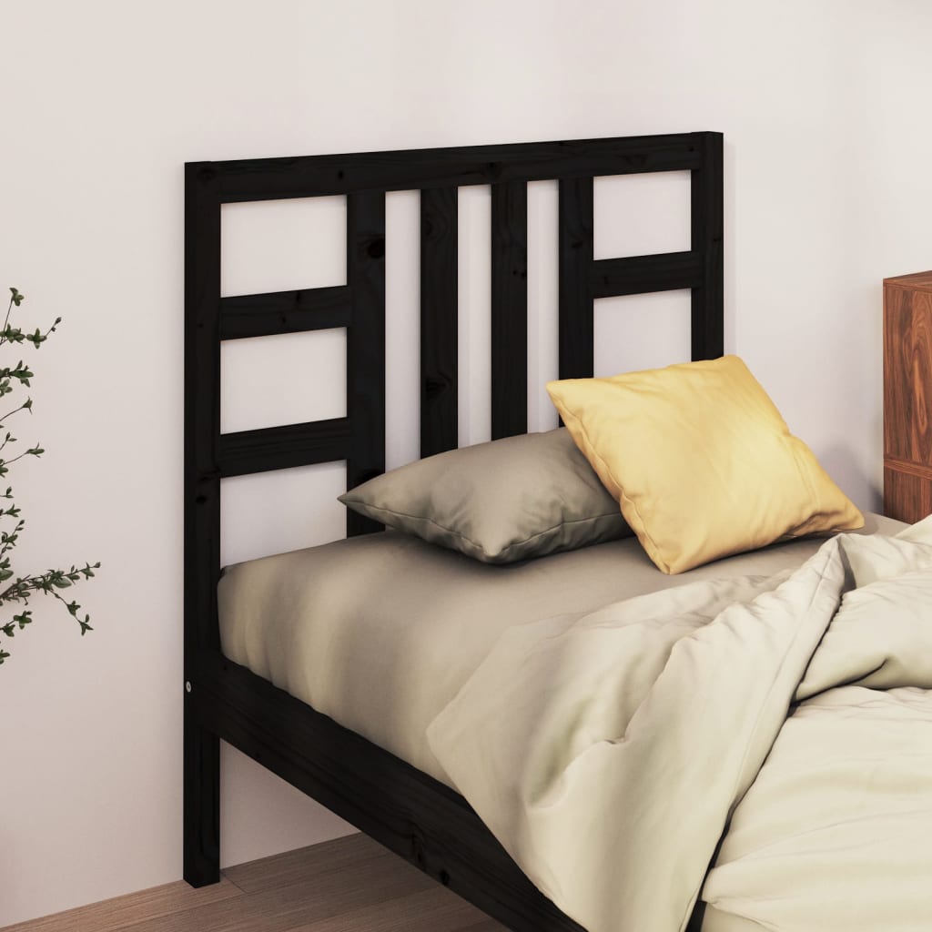 Cabecero de cama madera maciza de pino negro 81x4x100 cm