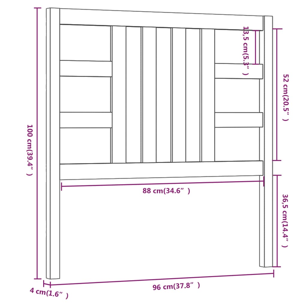 Posteljno vzglavje 96x4x100 cm trdna borovina