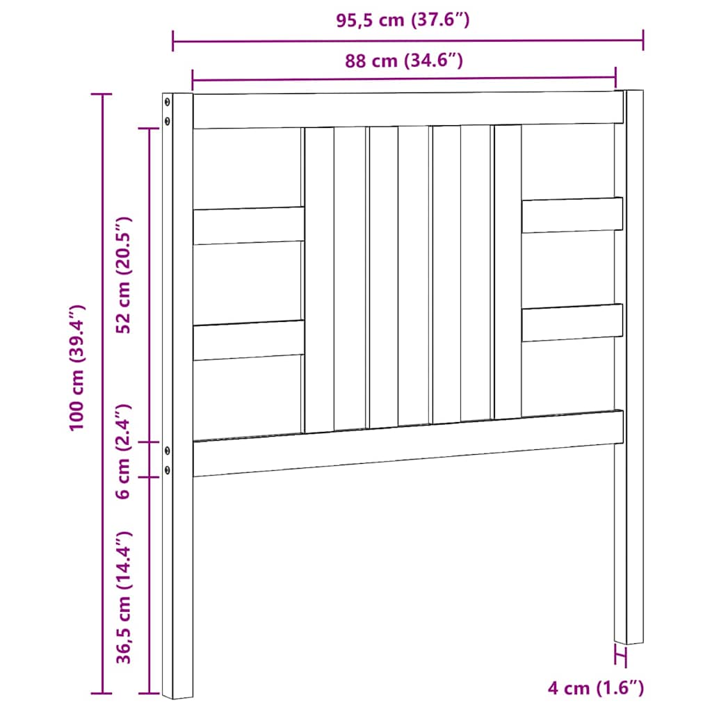 Sängynpääty hunajanruskea 96x4x100 cm täysi mänty - Image 9