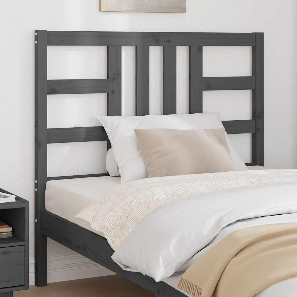 vidaXL Wezgłowie łóżka, szare, 106x4x100 cm, lite drewno sosnowe