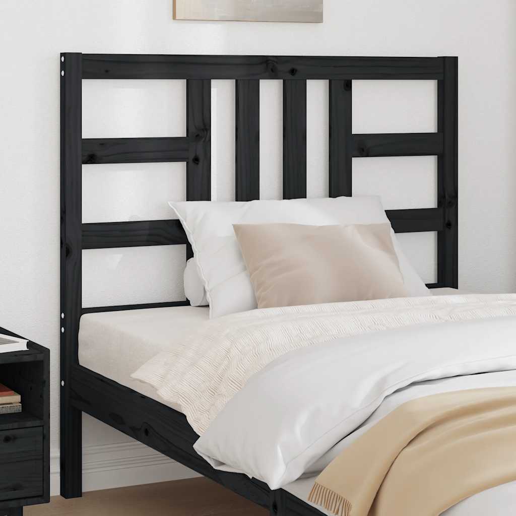 vidaXL Wezgłowie łóżka, czarne, 106x4x100 cm, lite drewno sosnowe