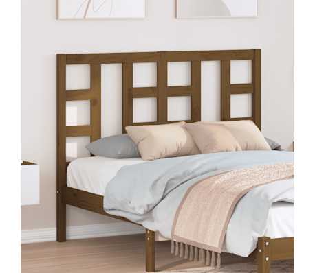 vidaXL Posteljno vzglavje medeno rjavo 126x4x100 cm trdna borovina