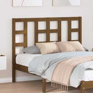 vidaXL Posteljno vzglavje medeno rjavo 126x4x100 cm trdna borovina