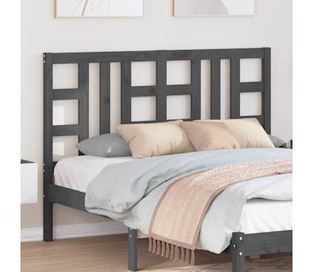 vidaXL T&ecirc;te de lit Gris 141x4x100 cm Bois massif de pin