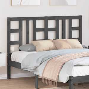 vidaXL T&ecirc;te de lit Gris 141x4x100 cm Bois massif de pin