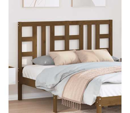 vidaXL Posteljno vzglavje medeno rjavo 141x4x100 cm trdna borovina