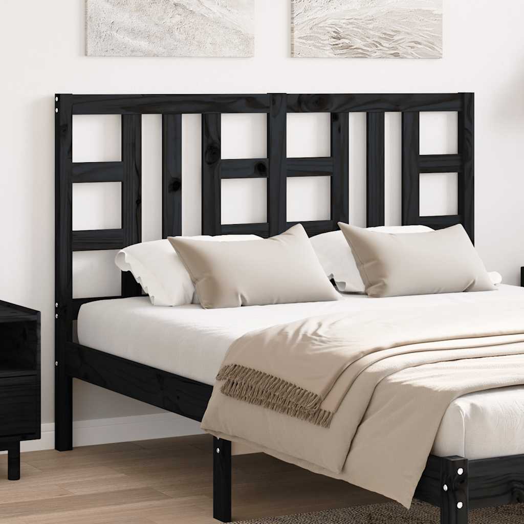 Tête de lit Noir 141x4x100 cm Bois massif de pin