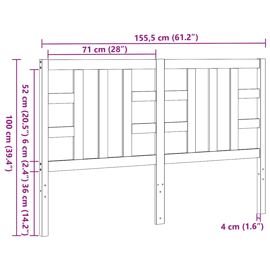 Sängynpääty hunajanruskea 156x4x100 cm täysi mänty - Image 9