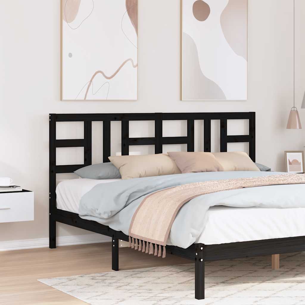 vidaXL Wezgowie ka, czarne, 186x4x100 cm, lite drewno sosnowe