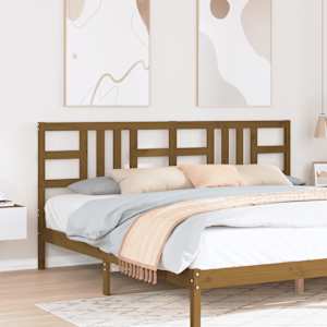 Posteljno vzglavje medeno rjavo 206x4x100 cm trdna borovina