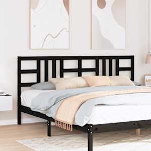 Posteljno vzglavje črno 206x4x100 cm trdna borovina