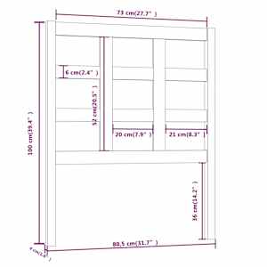 Čelo postele bílé 80,5 x 4 x 100 cm masivní borovice - obrázek 6