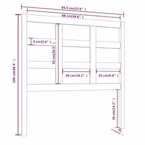 Čelo postele medově hnědé 95,5 x 4 x 100 cm masivní borovice - obrázek 6
