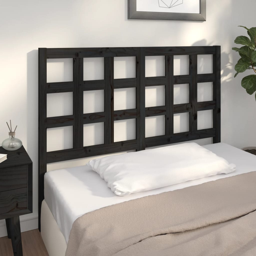 Cabecero de cama madera maciza de pino negro 125,5x4x100 cm