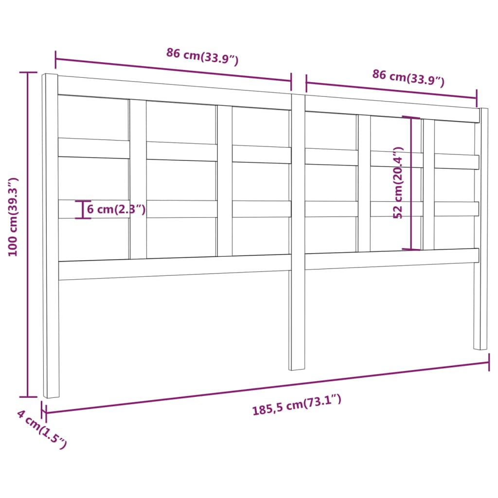 Posteljno vzglavje belo 185,5x4x100 cm trdna borovina