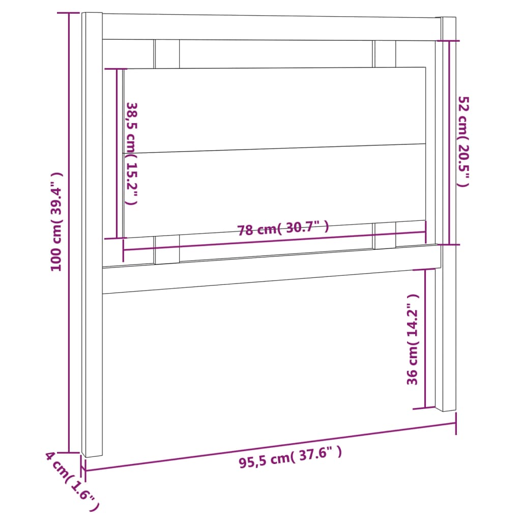 Posteljno vzglavje sivo 95,5x4x100 cm trdna borovina