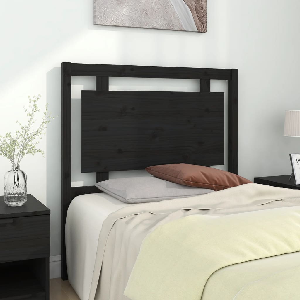 vidaXL Tăblie de pat, negru, 95,5x4x100 cm, lemn masiv de pin vidaXL imagine 2022