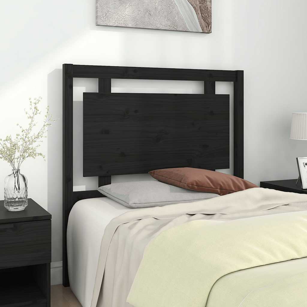 vidaXL Tăblie de pat, negru, 95,5x4x100 cm, lemn masiv de pin