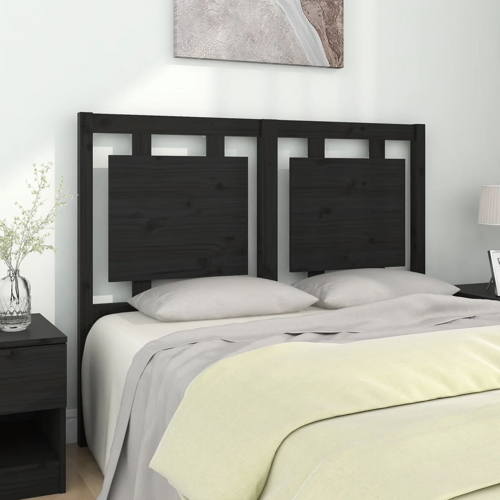 vidaXL Tăblie de pat, negru, 125,5x4x100 cm, lemn masiv de pin (si imagine noua