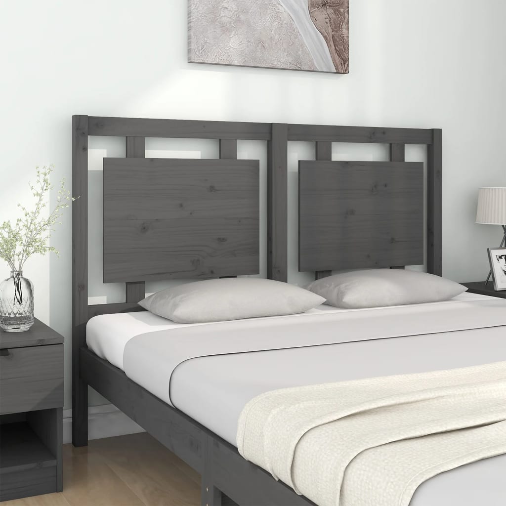 

vidaXL Hoofdbord 140,5x4x100 cm massief grenenhout grijs
