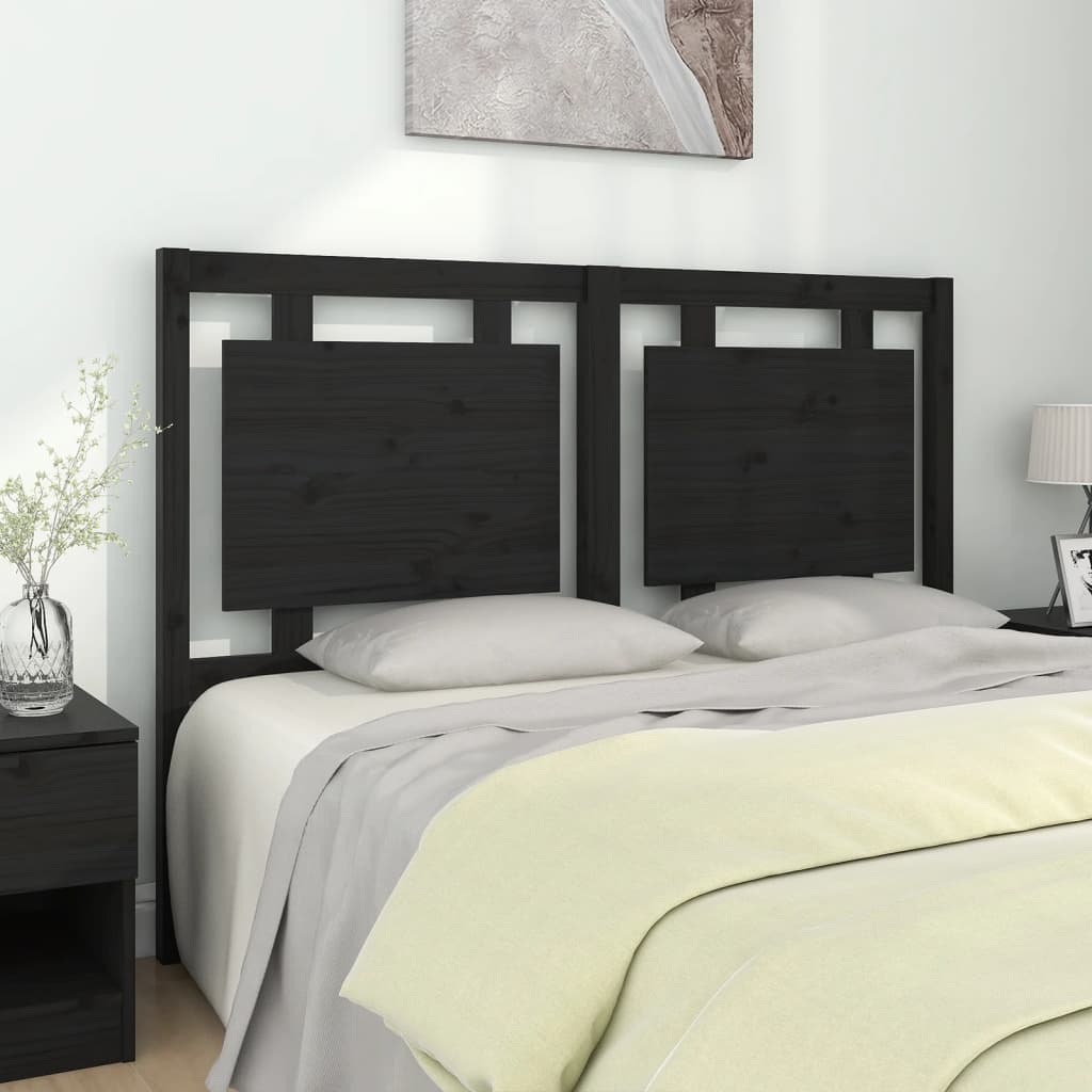 vidaXL Cabeceira de cama 140,5x4x100 cm pinho maciço preto