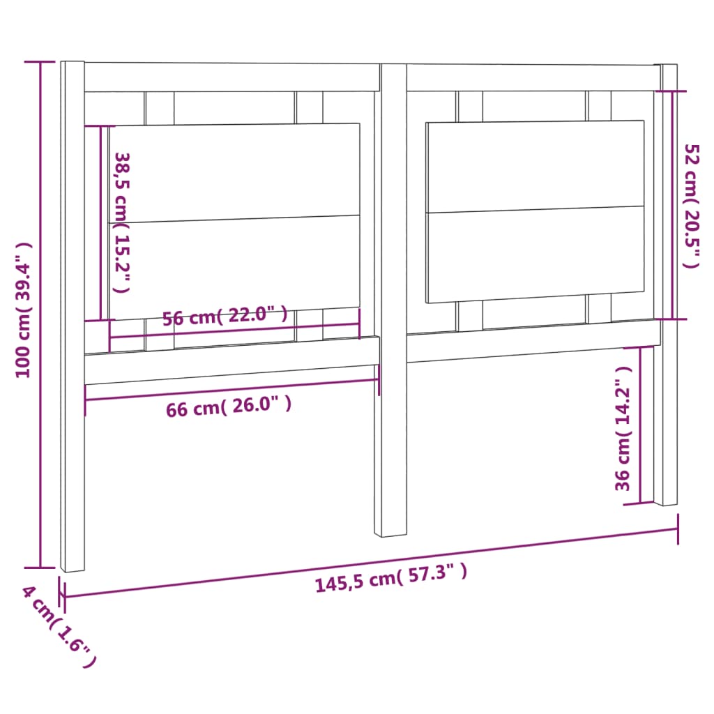 Posteljno vzglavje belo 145,5x4x100 cm trdna borovina