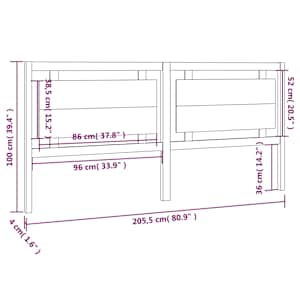Čelo postele šedé 205,5 x 4 x 100 cm masivní borovice - obrázek 6