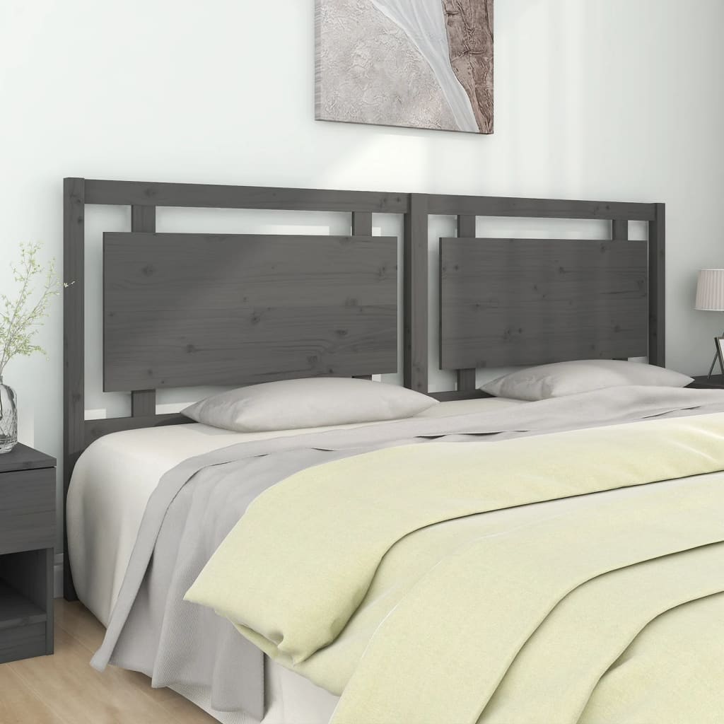 vidaXL Tăblie de pat, gri, 205,5x4x100 cm, lemn masiv de pin vidaXL imagine 2022