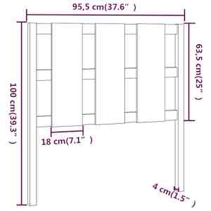 Čelo postele šedé 95,5 x 4 x 100 cm masivní borovice - obrázek 6