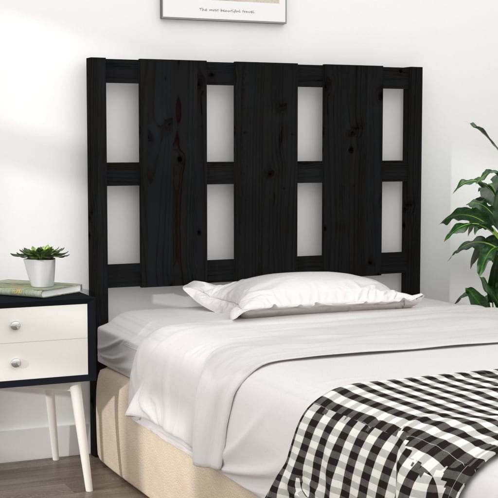 Thumbnail - vidaXL Bett-Kopfteil Schwarz 105,5x4x100 cm Massivholz Kiefer