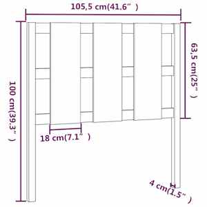 Čelo postele černé 105,5 x 4 x 100 cm masivní borovice - obrázek 6
