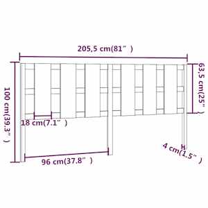 Čelo postele šedé 205,5 x 4 x 100 cm masivní borovice - obrázek 6