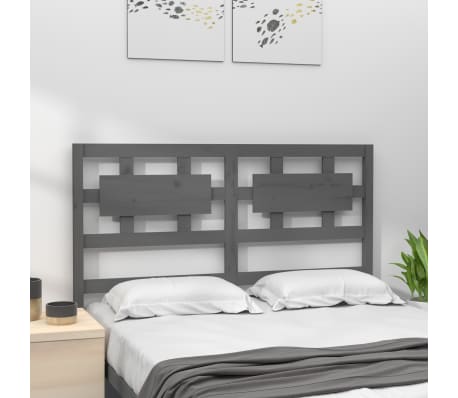 vidaXL Kopfteil Grau 145,5x4x100 cm Massivholz Kiefer