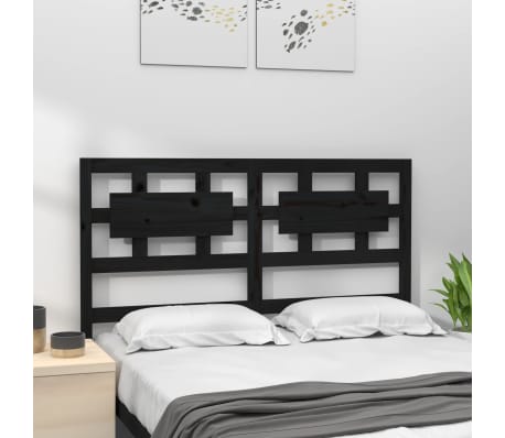 vidaXL Bed Headboard Black 145.5x4x100 cm Solid Wood Pine