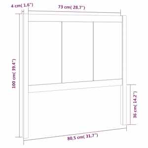Čelo postele šedé 80,5 x 4 x 100 cm masivní borovice - obrázek 6