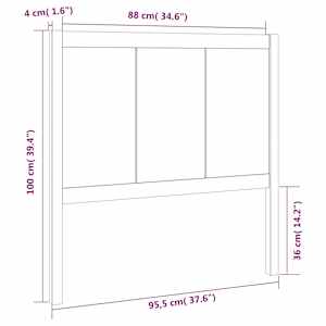 Čelo postele černé 95,5 x 4 x 100 cm masivní borovice - obrázek 6