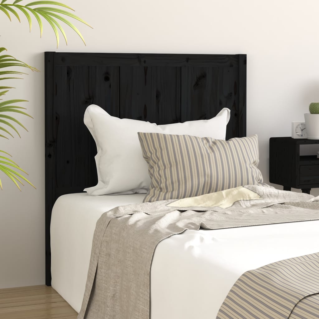 Cabecero de cama madera maciza de pino negro 95,5x4x100 cm