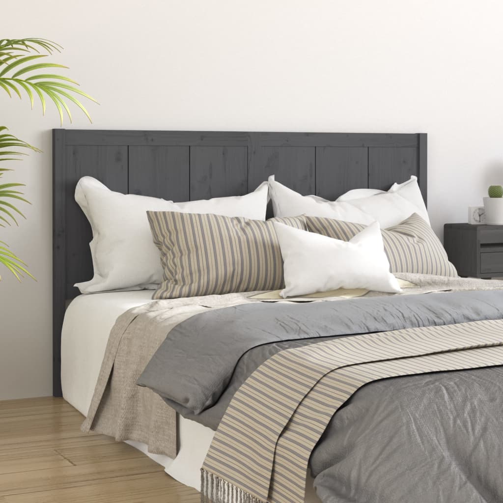 vidaXL Tăblie de pat, gri, 125,5x4x100 cm, lemn masiv de pin (si imagine noua