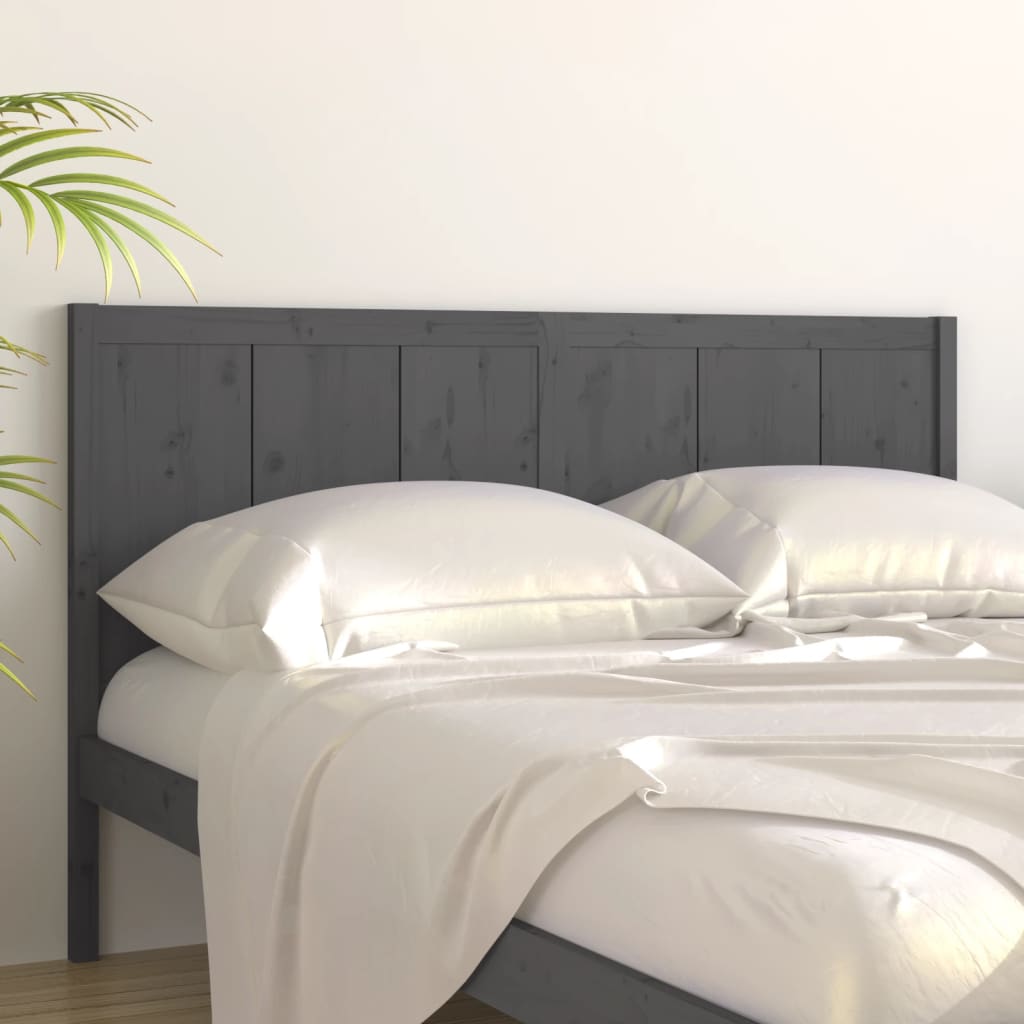 vidaXL Bed Headboard Grey 185.5x4x100 cm Solid Pine Wood