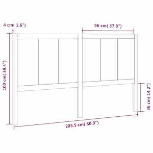 Čelo postele medově hnědé 205,5 x 4 x 100 cm masivní borovice - obrázek 6