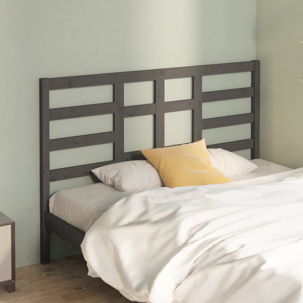 vidaXL Tăblie de pat, gri, 126x4x104 cm, lemn masiv de pin (si imagine noua