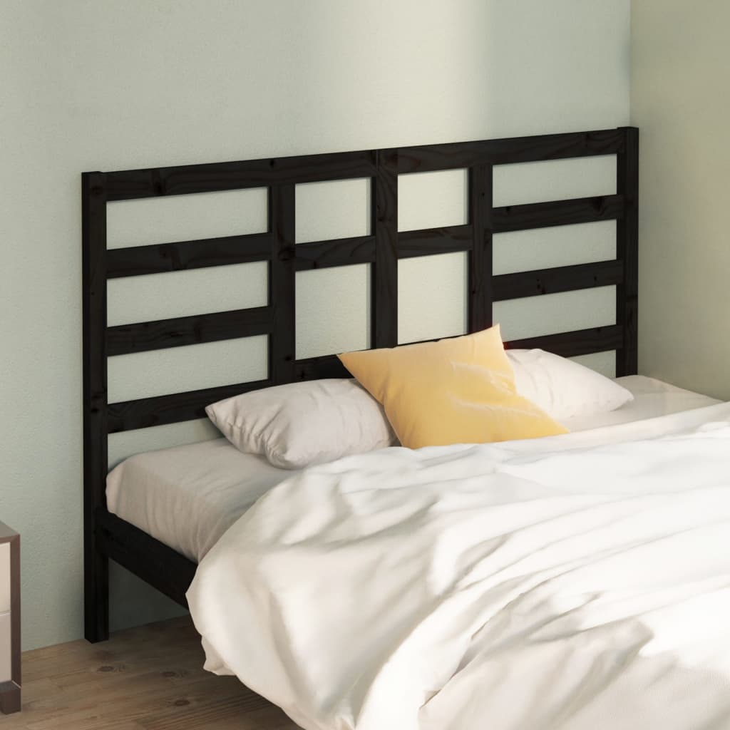 vidaXL Tăblie de pat, negru, 146x4x104 cm, lemn masiv de pin