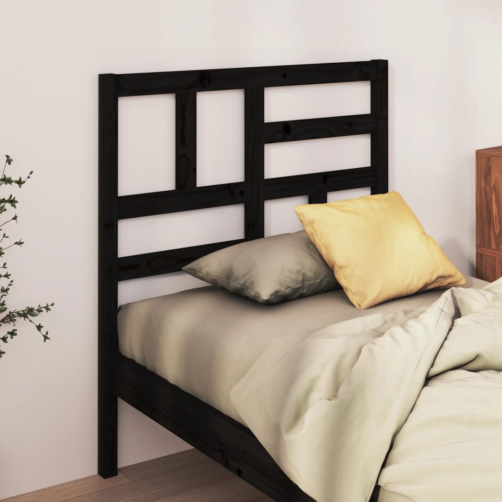 Cabecero de cama madera maciza de pino negro 96x4x104 cm