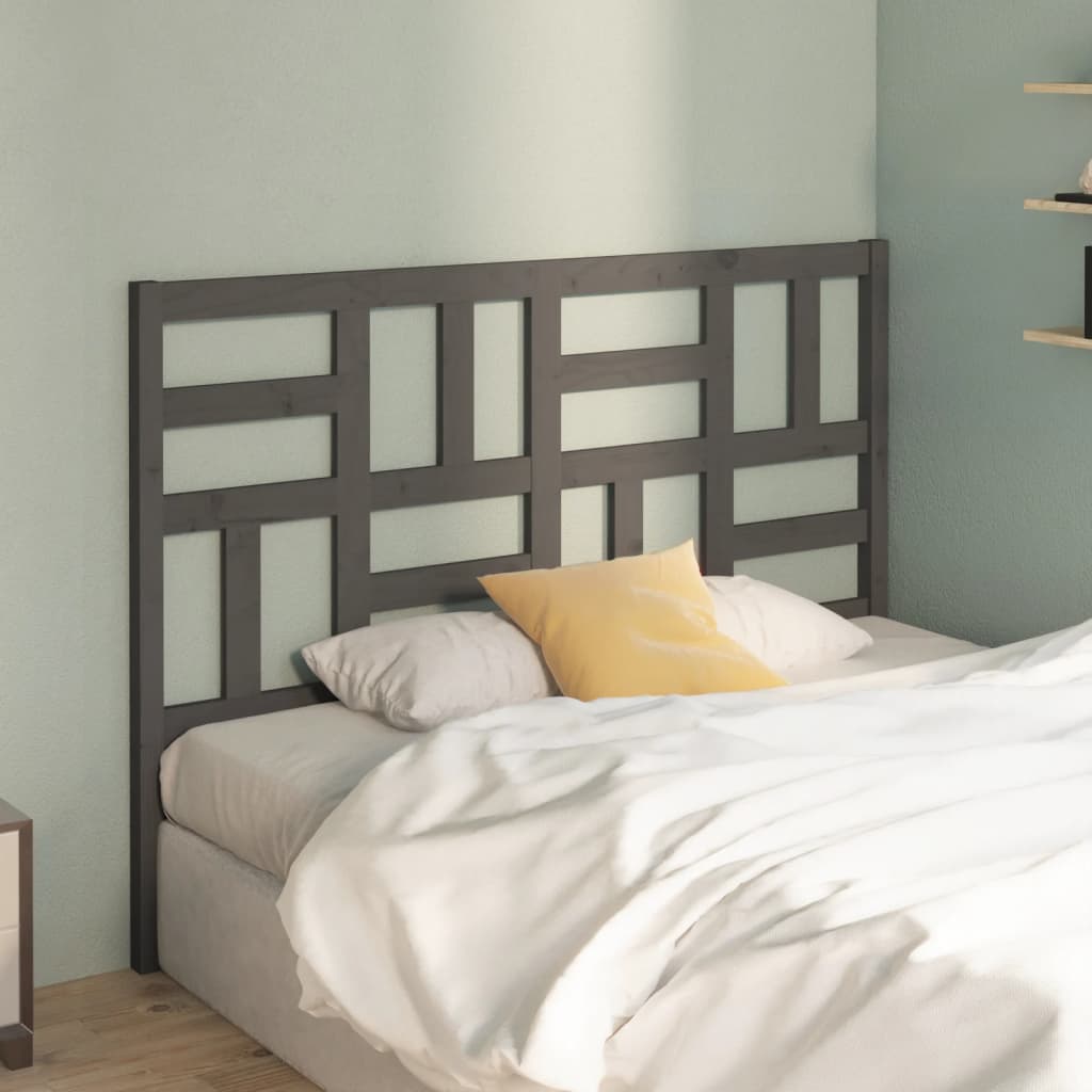 vidaXL Tăblie de pat, gri, 126x4x104 cm, lemn masiv de pin (si imagine noua