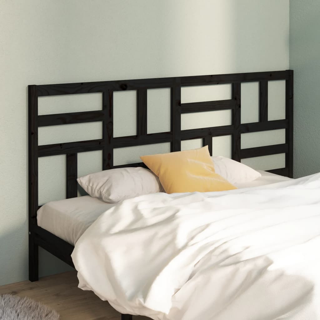vidaXL Hoofdbord 206x4x104 cm massief grenenhout zwart afbeelding