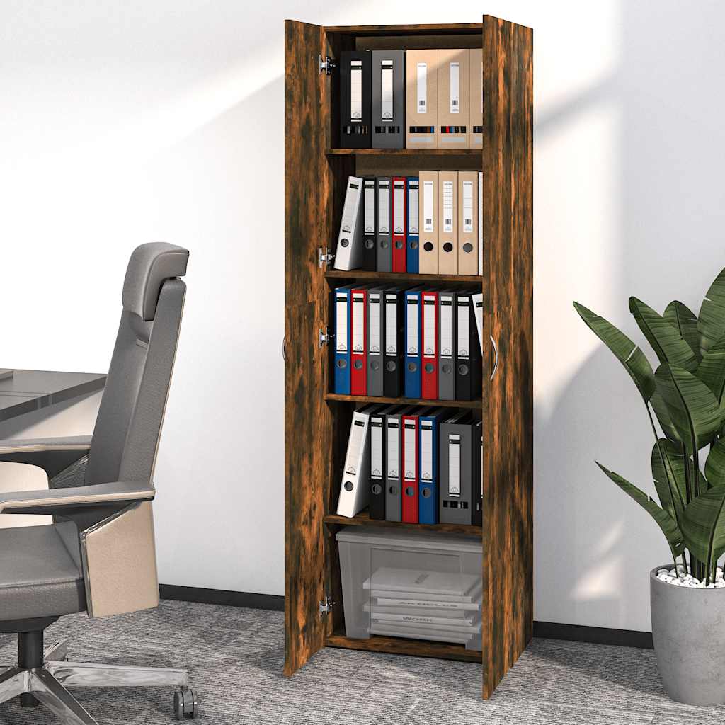 vidaXL füstös tölgy színű szerelt fa irodaszekrény 60 x 32 x 190 cm