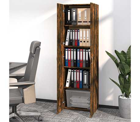 vidaXL Armoire de bureau Ch&ecirc;ne fum&eacute; 60x32x190 cm Bois d'ing&eacute;nierie