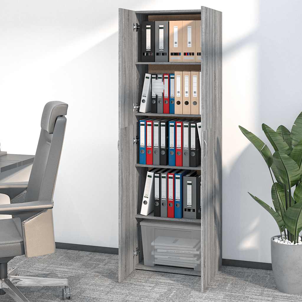 vidaXL Kantoorkast 60x32x190 cm bewerkt hout grijs sonoma eikenkleurig afbeelding