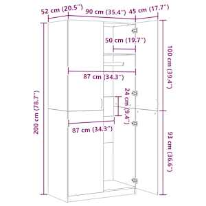 Šatní skříň kouřový dub 90 x 52 x200 cm kompozitní dřevo - obrázek 11