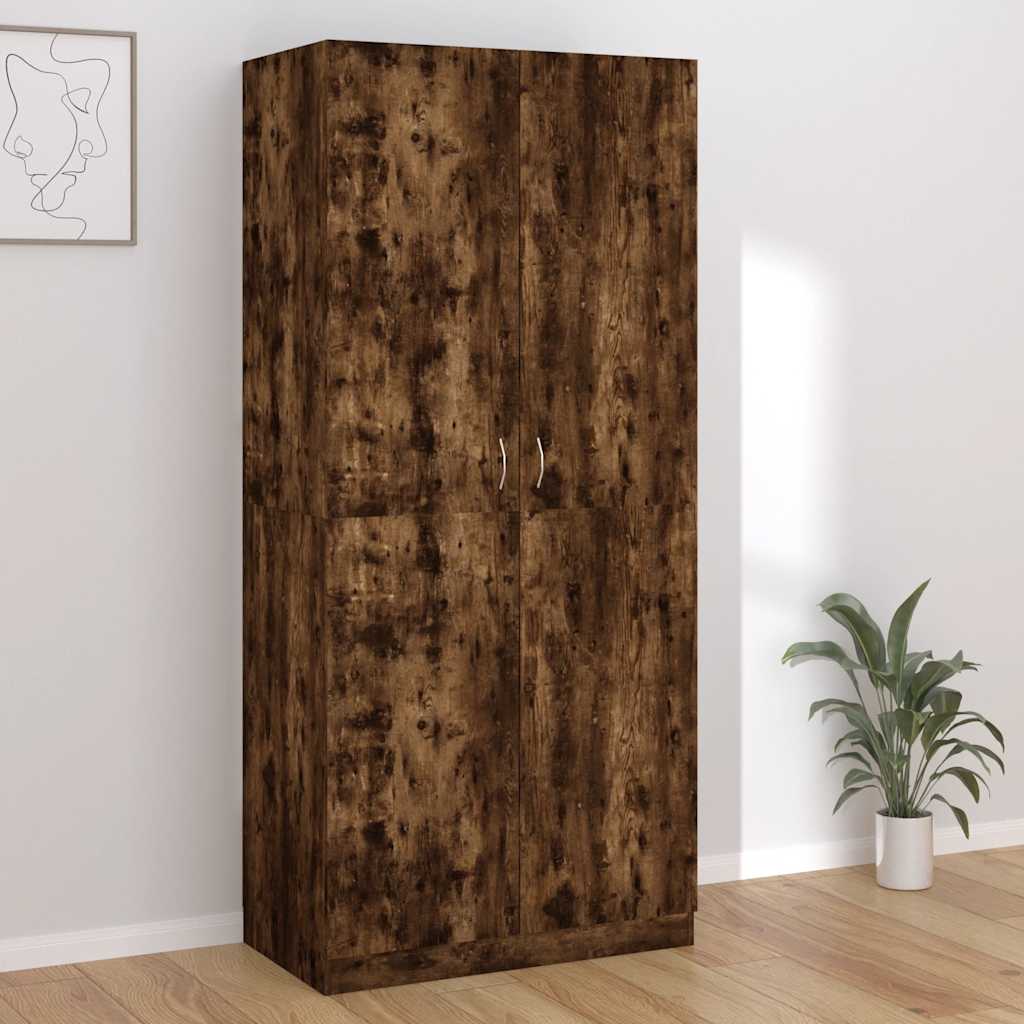 vidaXL Szafa, przydymiony db, 90x52x200 cm, materia drewnopochodny